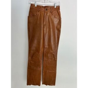 Wilsons Leather Maxima Vintage Brown Leather Pants High Rise Straight Leg Size 6
